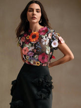 Romantic Embroidered Floral Applique Decorated Blouse